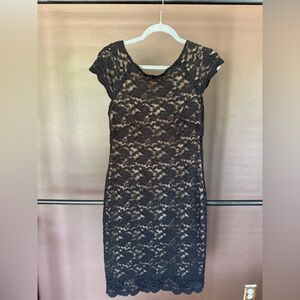 Dress Barn Black & Tan Lace Dress - Cocktail Style